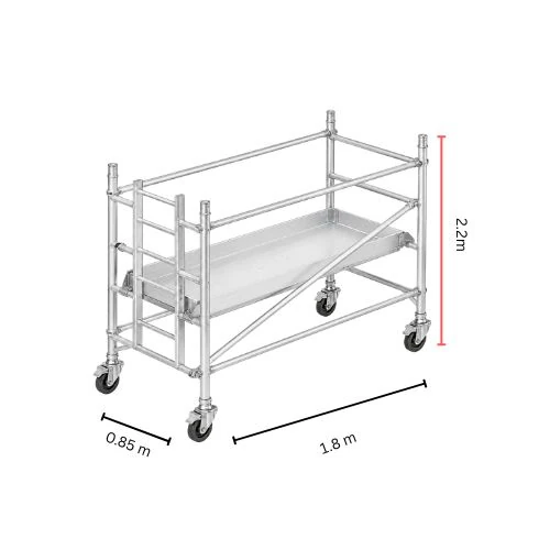 2m single width aluminium mobile scaffolding tower with locking wheels