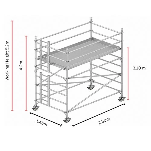 4m double width aluminium mobile scaffolding tower with locking wheels