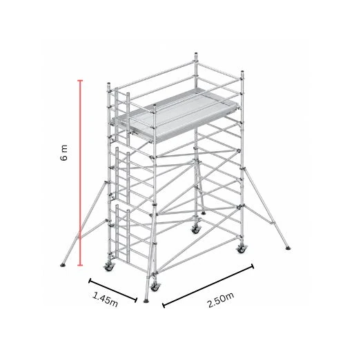 6m double width aluminium mobile scaffolding tower with locking wheels