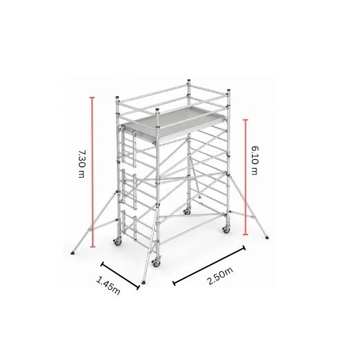 7m double width aluminium mobile scaffolding tower with locking wheels