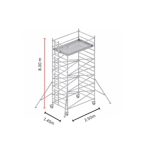 8m double width aluminium mobile scaffolding tower with locking wheels